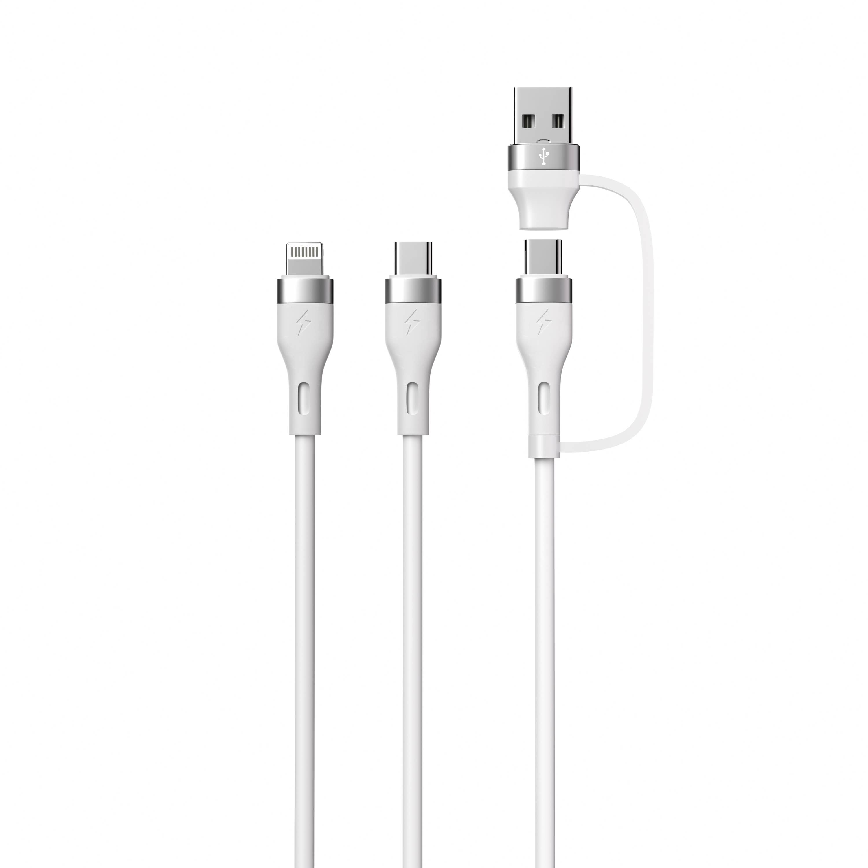 LAX Gadgets - Wholesale Charging Cable - 4-in-1 USB-A/USB-C to USB-C and Iphone Cables-Retail Pack9