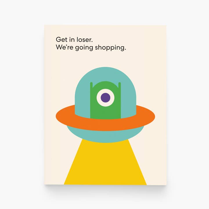 Alien Shopping Trip Greeting Card for wholesale by paper&stuff