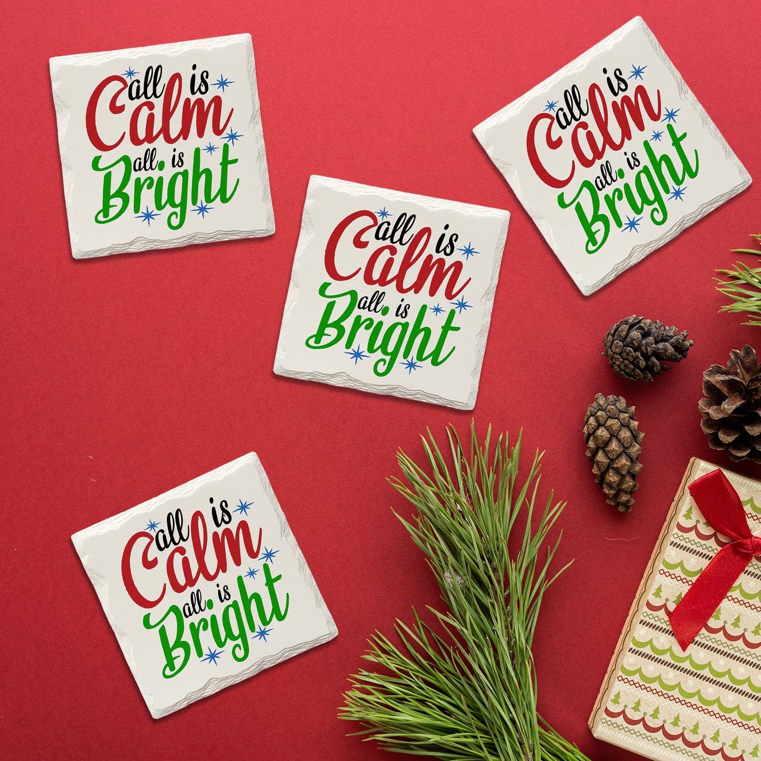 Mill Wood Art - Venta al por mayor Posavasos - Vacaciones y Navidad, todo está en calma | Drink Coaster0