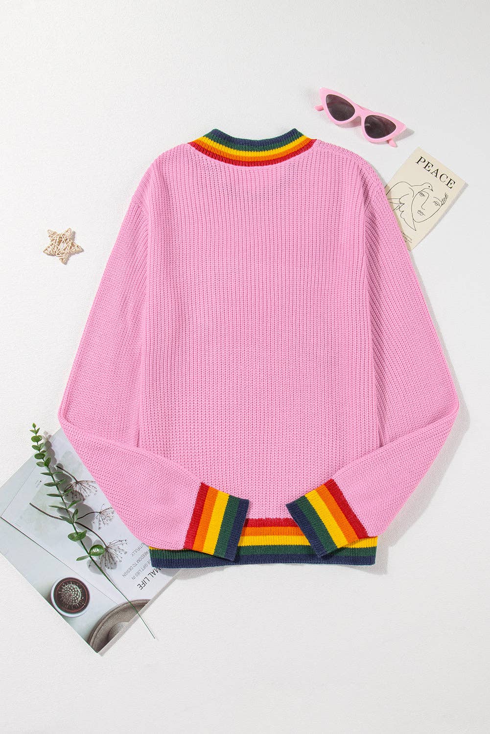 Bonbon Christmas Merry & Bright Stripe Trim Sweater for wholesale on Faire1