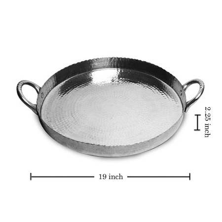 India Handicrafts Inc - Wholesale Decorative Tray - 19" Scalloped Hammered Tray3