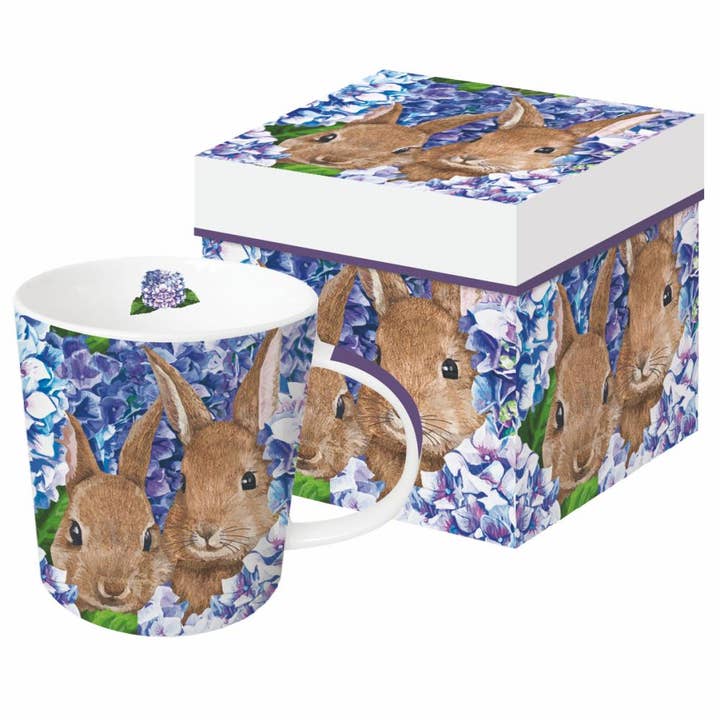 MUG IN GIFT BOX-HYDRANGEA BUNNY for wholesale by Paperproducts Design • Ambiente