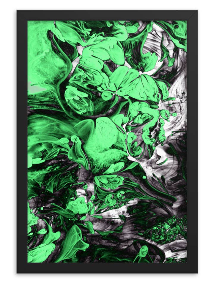 "Slimeee" Stampa Astratta Verde e Nera 13x19" Pollici per la vendita all'ingrosso da parte di Finessed Media LLC