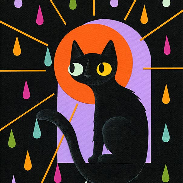 Lea Zalinskis Illustration - Wholesale Art Print - Confetti Cat 8x10" Art Print0