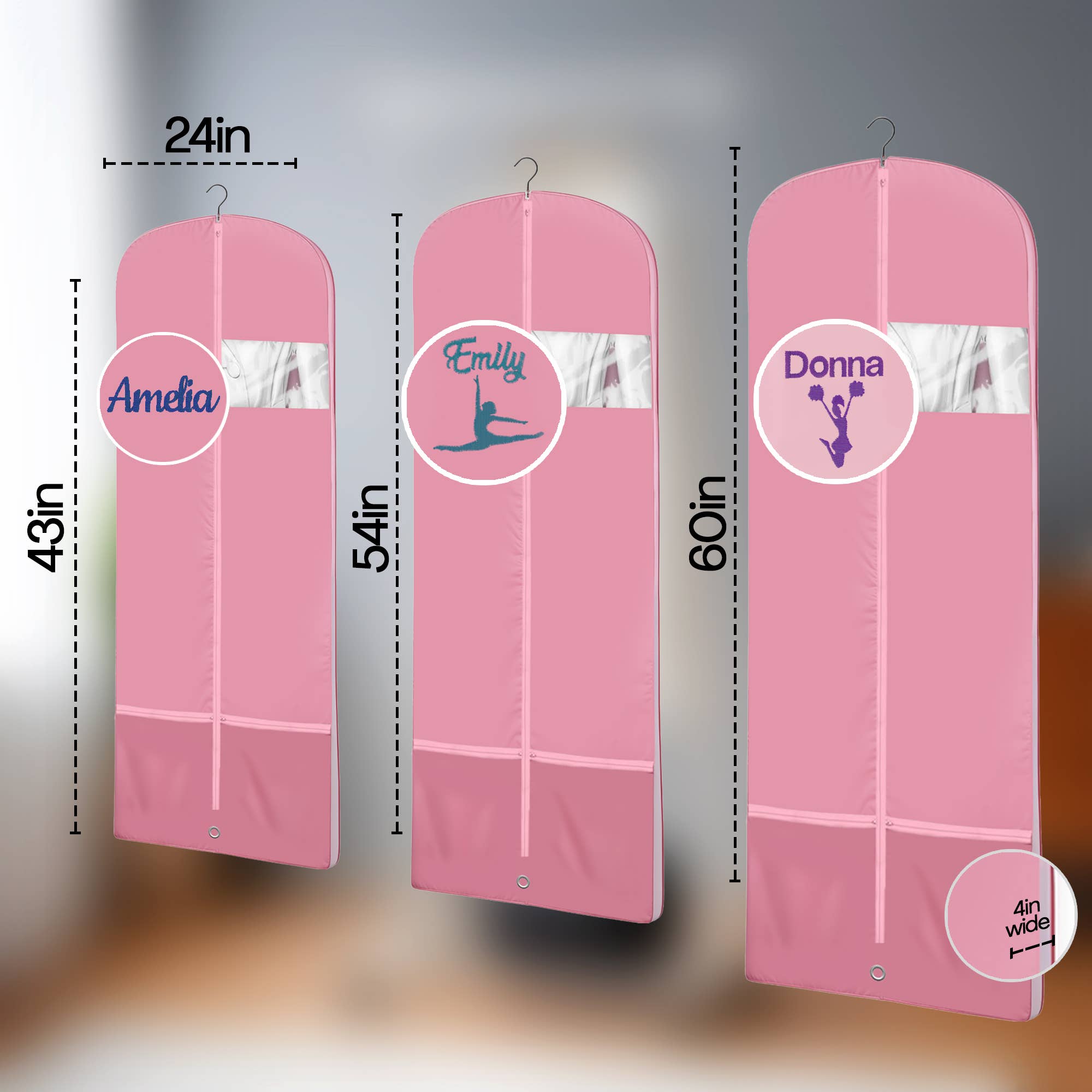 Gradzo - Venta al por mayor Bolsa para ropa - Bolsa de ropa personalizada para uniforme de animadora - Rosa3