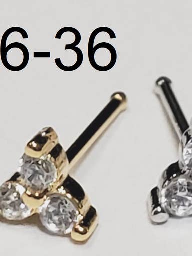 Anneau à nez sphérique doré à 3 pierres pour la vente par etreM