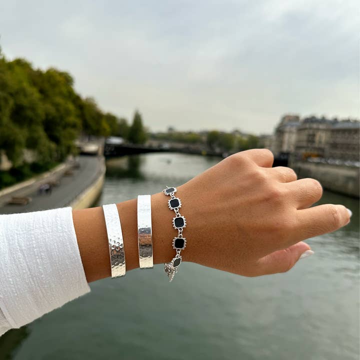 Christina Christi - Wholesale Jewelry Set - Silver Beaded Bracelet, Forged Bangle Bracelet, Silver Cuff3