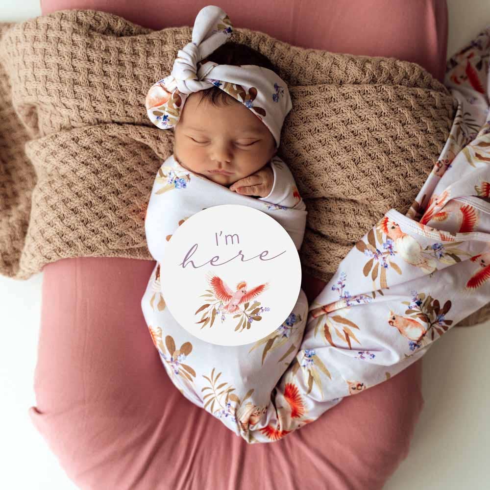 Snuggle Hunny – wholesale Milestone art/keepsake – Child & baby – Major Mitchell & Blush Reversible Milestone Cards1