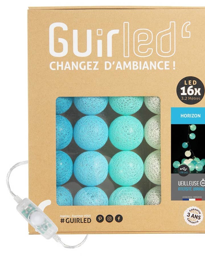 Horizon klassisk LED lyskæde med bomuldskugler for engroshandel hos Guirled