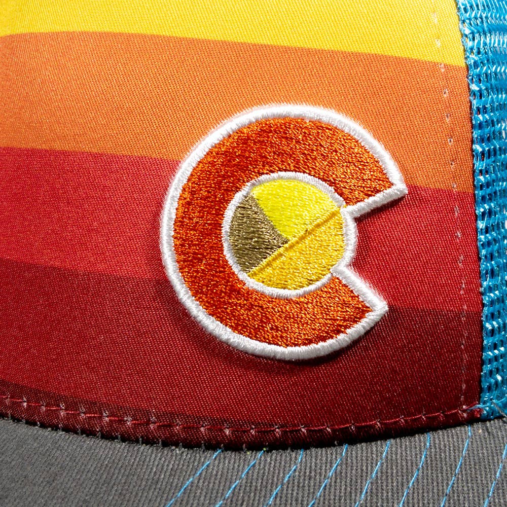 YoColorado - Wholesale Trucker Hat - Unisex - Hat - Blue Mesh - Sunset Fader Trucker6