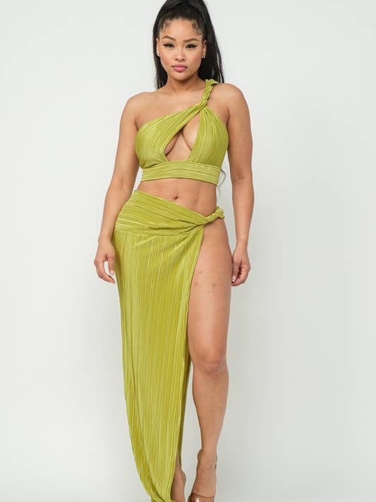 Twist Detail Crop Top W Twist Skirt Set for wholesale by Belita Collection