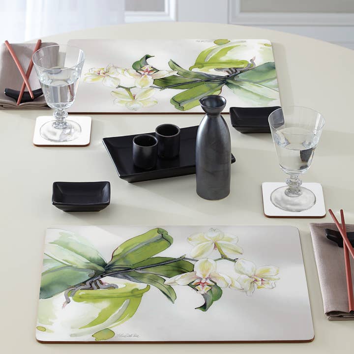 CounterArt/Highland Home/Thirstystone - Wholesale Placemat - Cala Home White Orchid Decorative Hardboard Placemat4