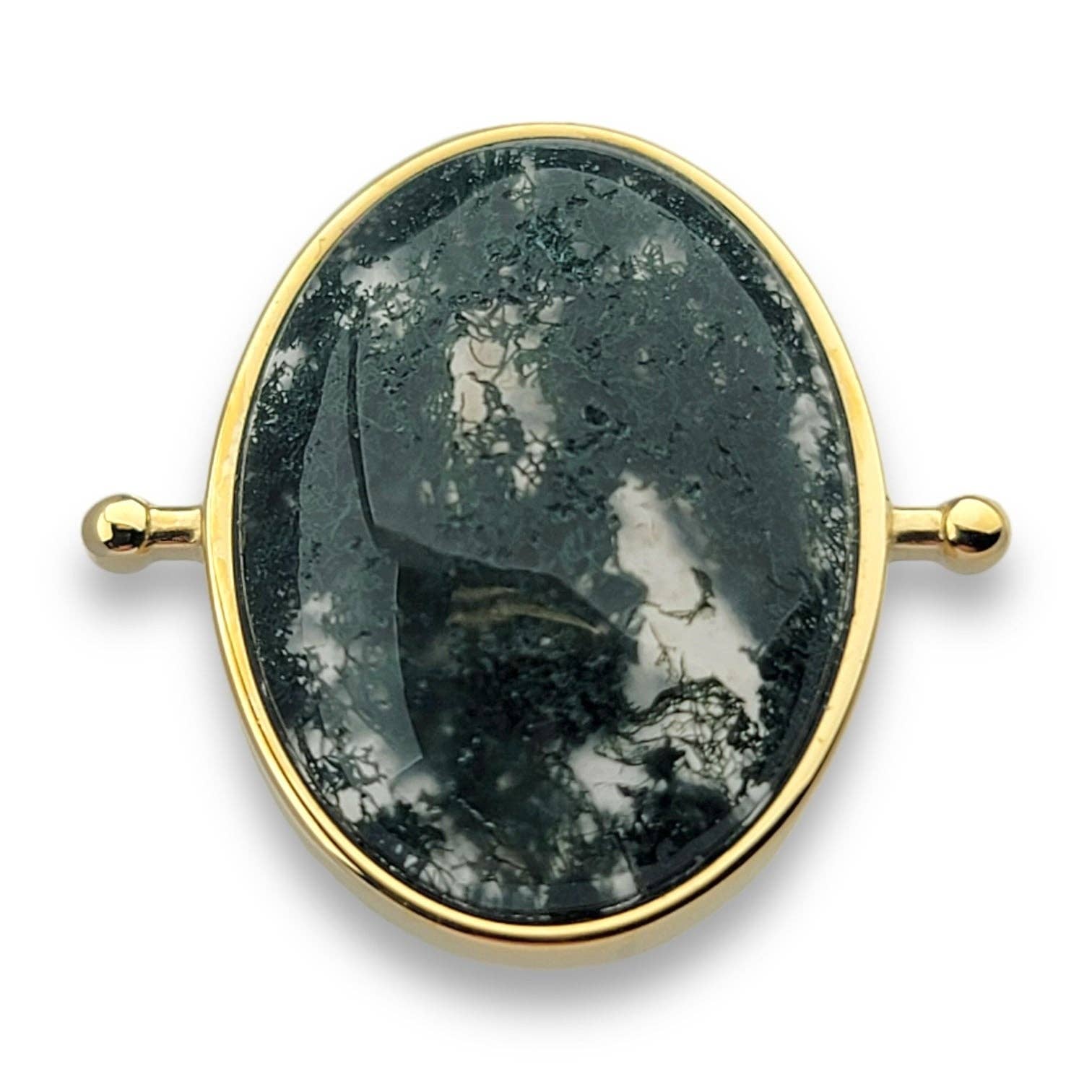 CONQUERing - Wholesale Cocktail/Statement Ring - Moss Agate Oval Crystal Element4