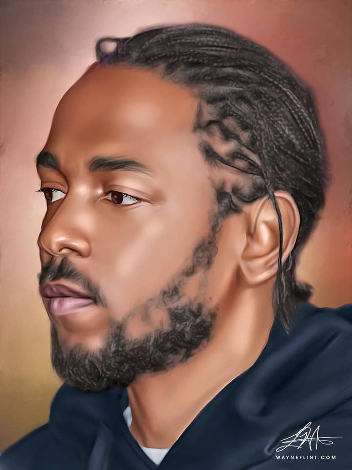 Kendrick Lamar Digital Oil Painting by Wayne Flint for wholesale by Wayne Flint Digital Portraits