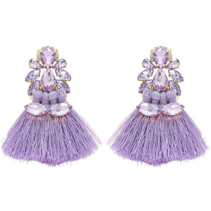 SP Sophia Collection - Wholesale Tassel Earrings - Boho Gemstone Cluster Thread Tassel Earrings