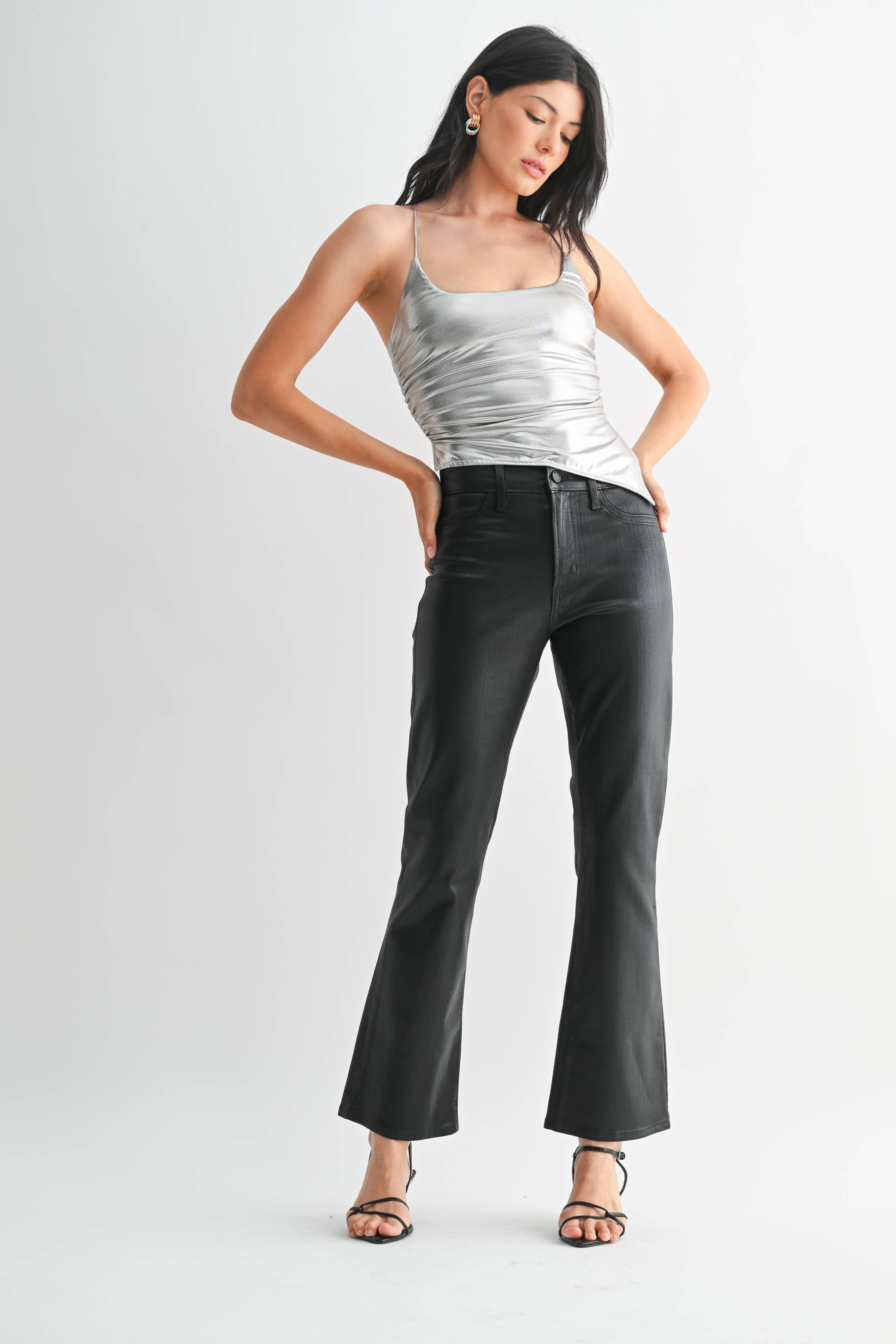 JUST BLACK DENIM – Engroshandel Jeans - Dame – BP459J-C - BELAGT SORT - Slim Cropped Bootcut1