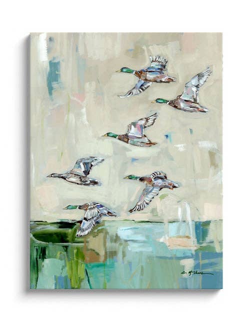 "Mallards In Flight" canvas print for wholesale by Chelsea McShane Art