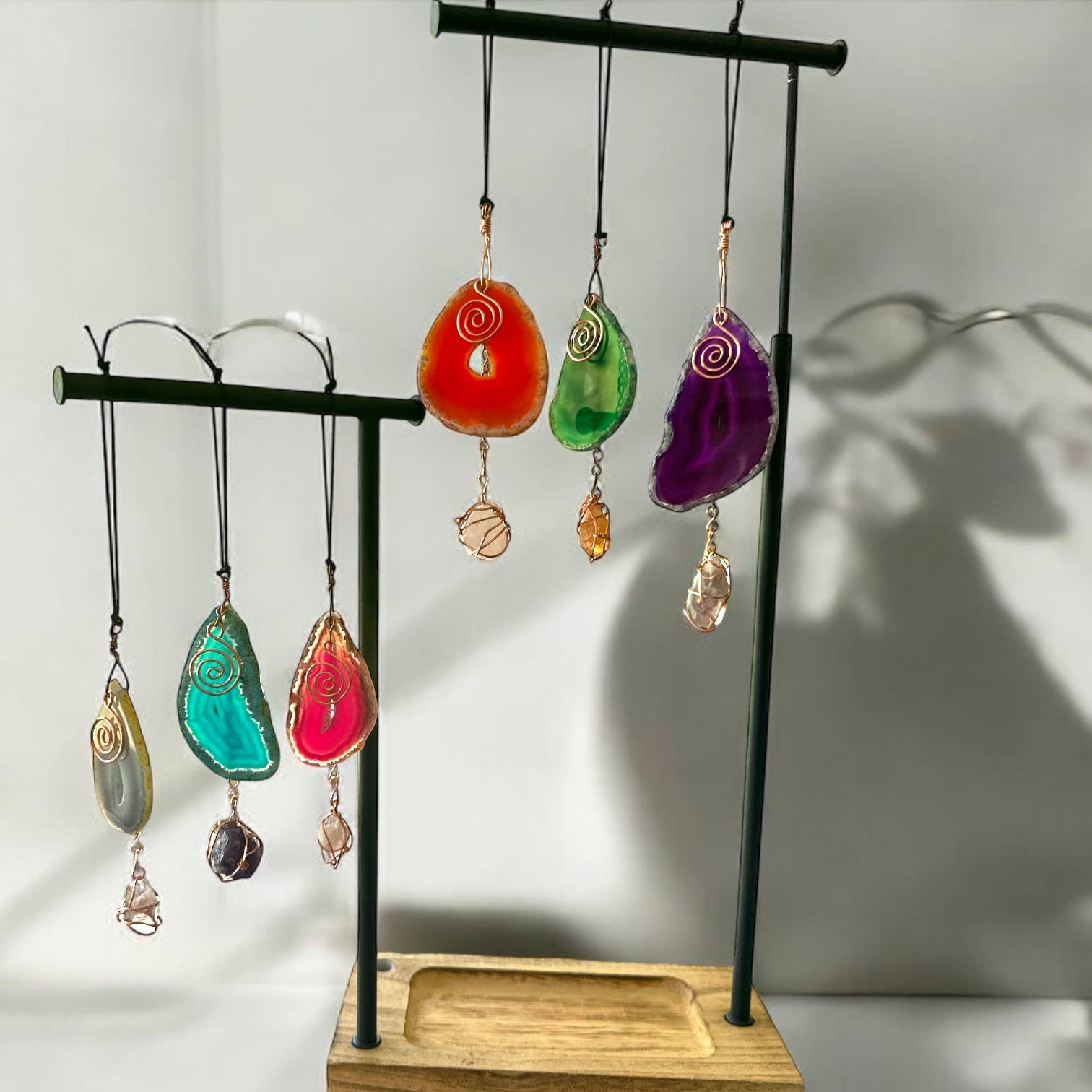 Well Fed Wolf L.L.C. - Wholesale Suncatcher - Handcrafted CopperWire-Wrapped Crystal Stone Window Hangings12