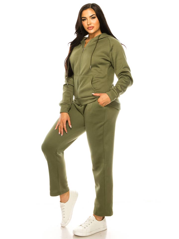 Lime All the Time - Wholesale Lounge set – Women's - 2 Pcs Zipper Hoodie and Jogger Pants Set8