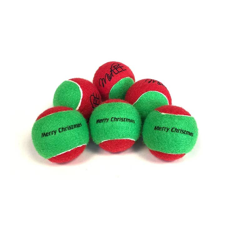 Midlee Designs - Wholesale Pet Squeaky Toy - Dog - Midlee Christmas 2.5" Dog Tennis Balls with Squeaker- 6pk