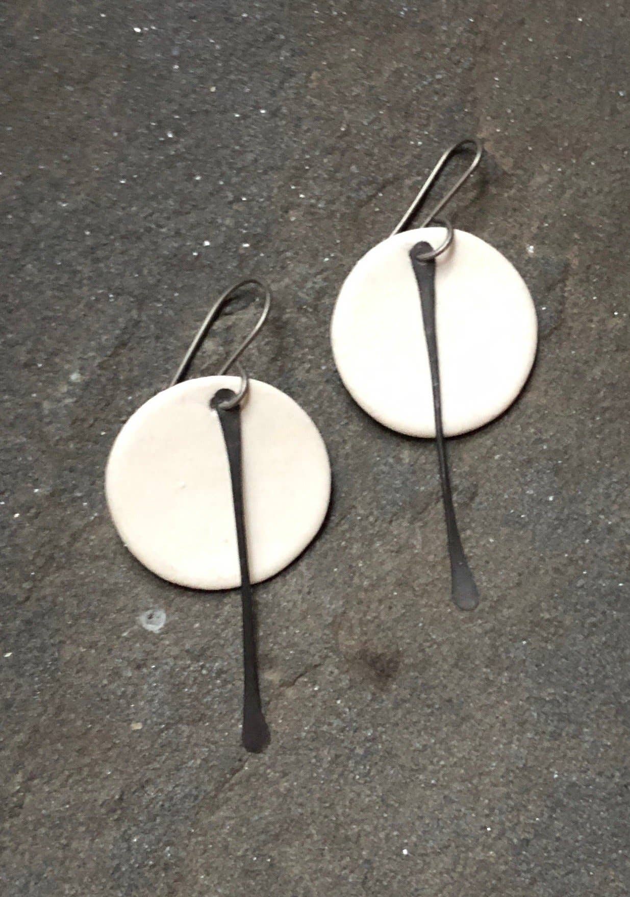 corico - Wholesale Tassel Earrings - Teal Green Black & White Small Round Earrings w/Metal Tassel1