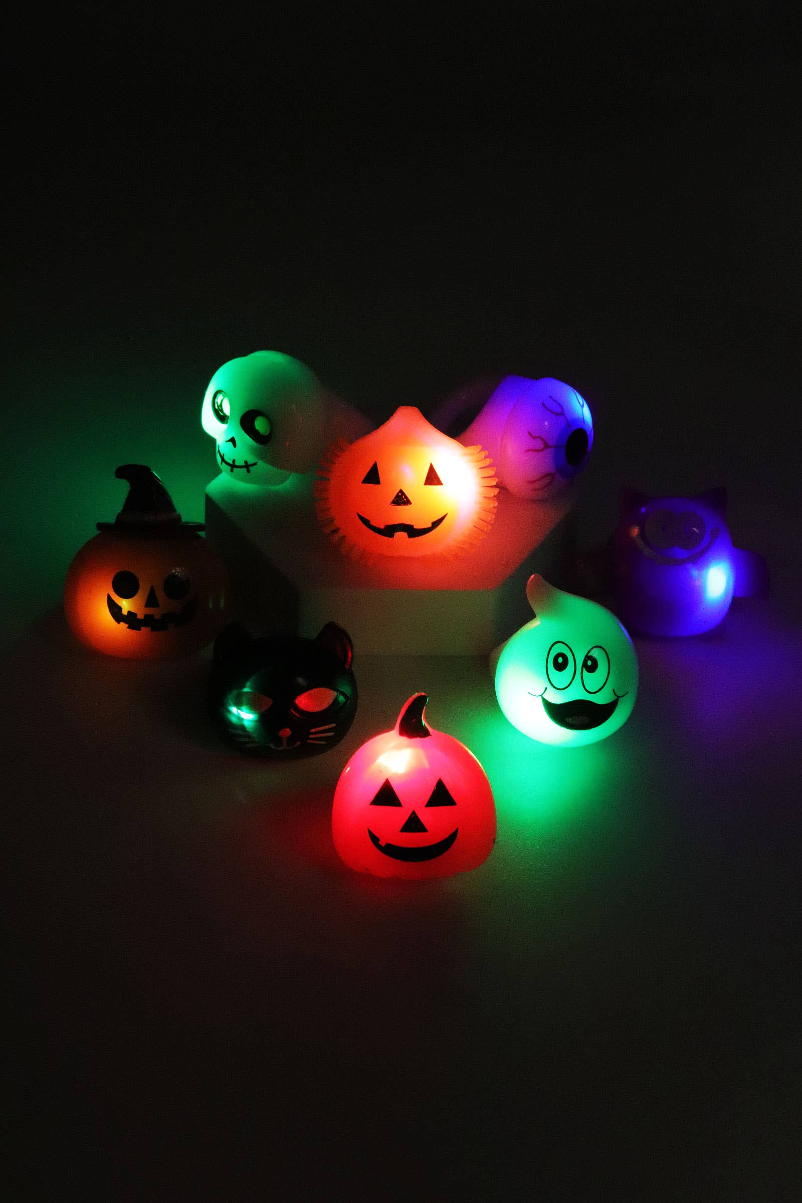 ASSORTED Halloween Jelly Charm Led Light-up Ring - 24 Pcs for wholesale on Faire3