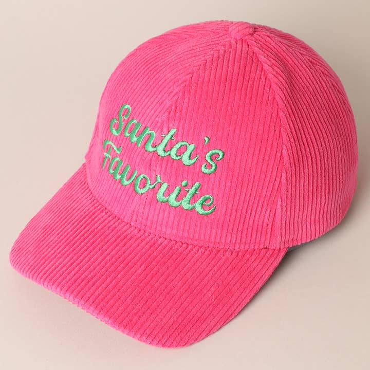 Fashion City - Wholesale Baseball Cap - Unisex - Santa's Favorite Embroidery Corduroy Cap3