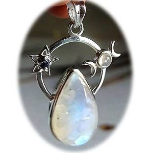 In my Orbit Gallery Sterling Pendant - Moonstone, Iolite for wholesale by Crystal Earth Sterling