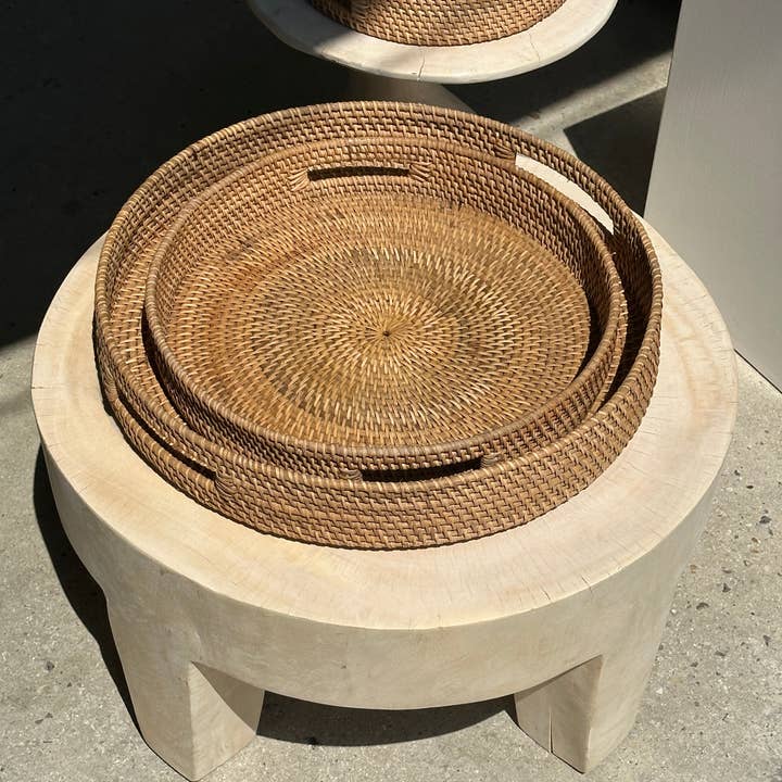 Office Objets - Wholesale Basket - Set of three handcrafted Indonesian wicker baskets in natural rattan (caramel)38