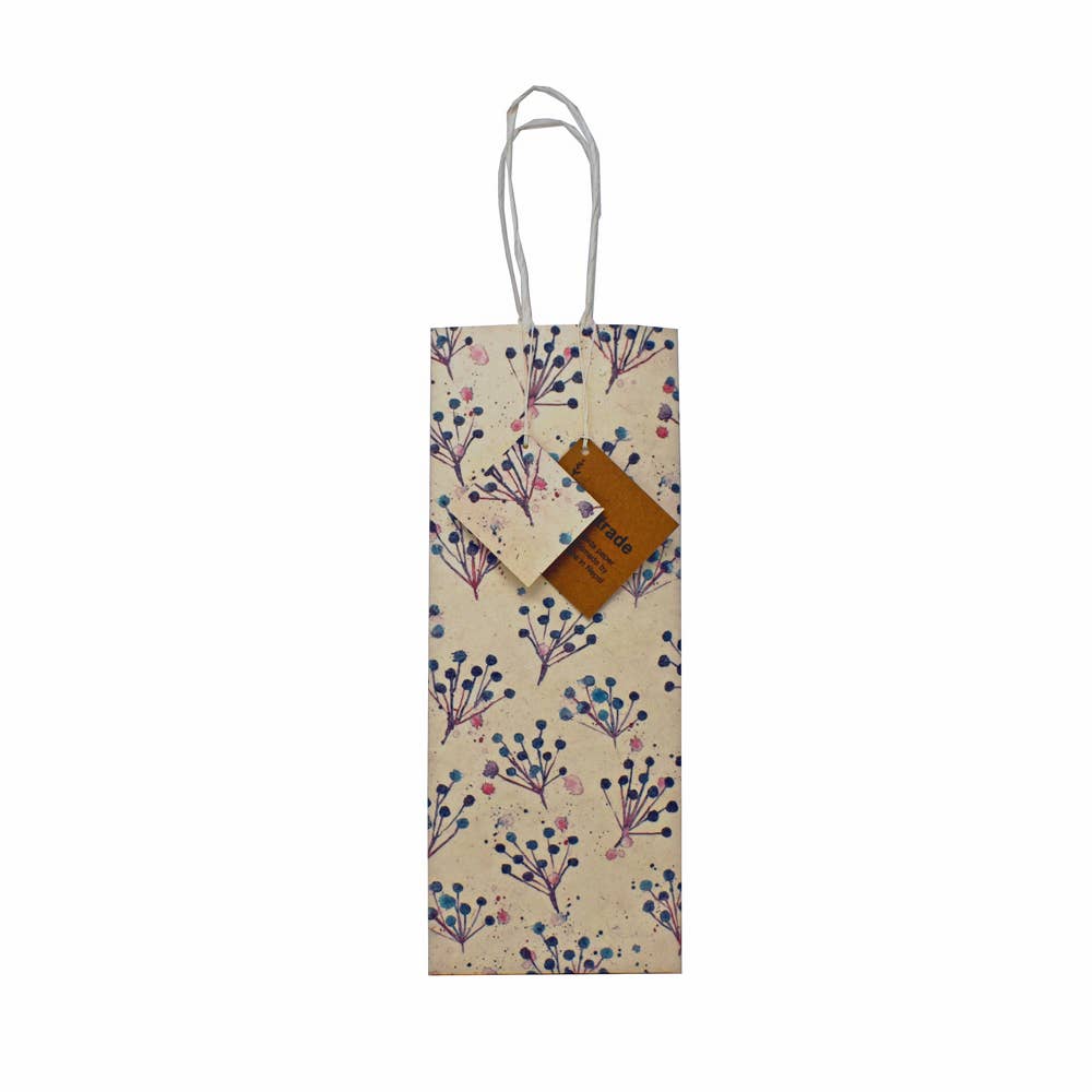 Fair to Trade Ltd - Wholesale Gift Bag - Handmade Lokta Recycled Paper Gift Bag Blue flowers4