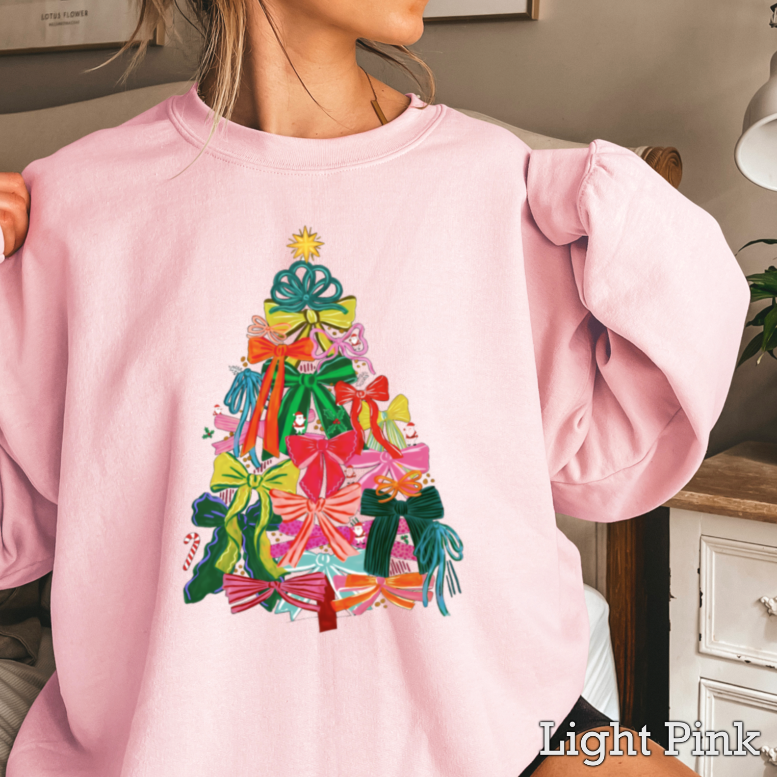 Shoppe SHC - Wholesale Graphic Sweatshirt - Women's - Bow Christmas Tree Christmas Sweatshirt | Gildan 11