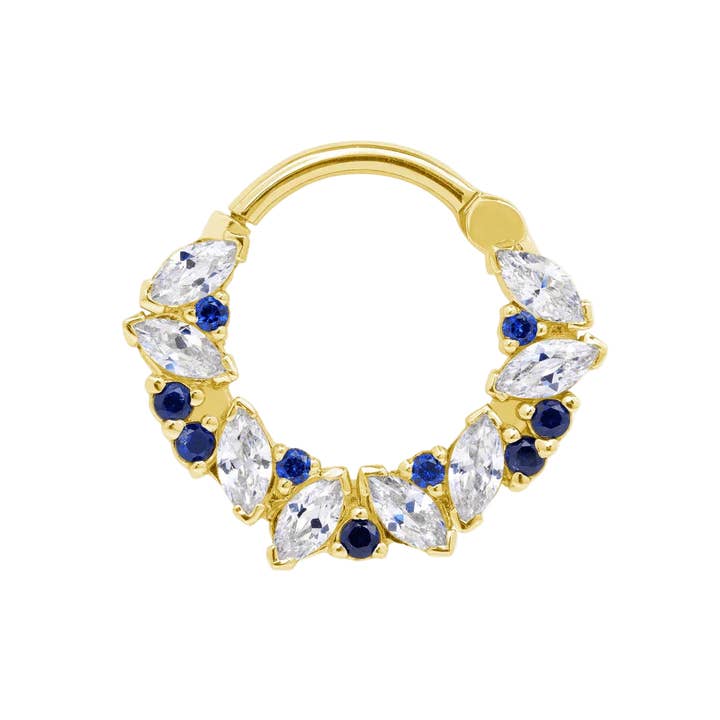 Chandelier Clicker with Marquise & Round Gems – 14K & 18K Gold for wholesale by Piercing-zone