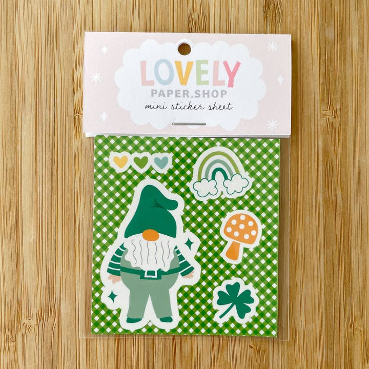Gnome Mini Sticker Sheet St Patricks Day Theme for wholesale by Lovely Paper