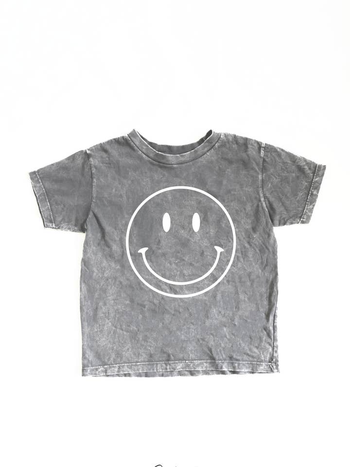 OAT COLLECTIVE - Wholesale Screen Printed T-Shirt - Kids - SMILEY FACE Toddler Washed Graphic Top