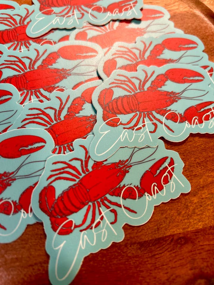 East Coast Lobster sticker • aqua for wholesale by Axle Rose Co