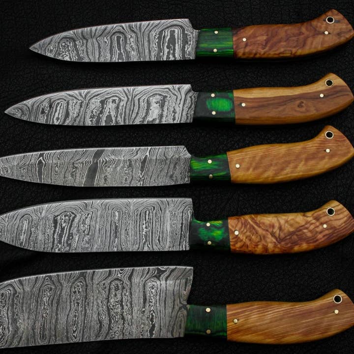 Bravohandicrafts - Wholesale Kitchen/Utility Knife - Handmade Damascus Steel Kitchen Chef Outdoor BBQ Knives.6