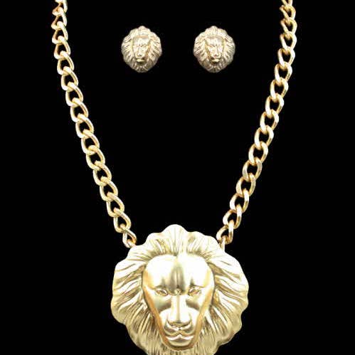SNE4008MGD - Løvehoved Halskæde - Mat Guld for engroshandel hos Western Fashion
