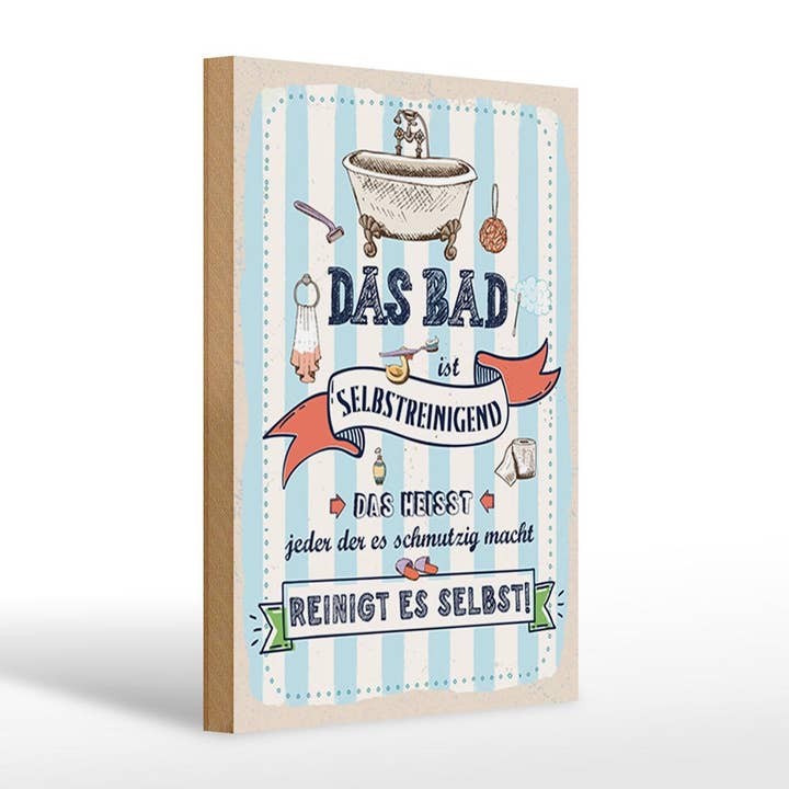 Träskylt som säger 20x30 cm Badrummet är självrengörande Rengör det själva skylten för wholesale av Femer