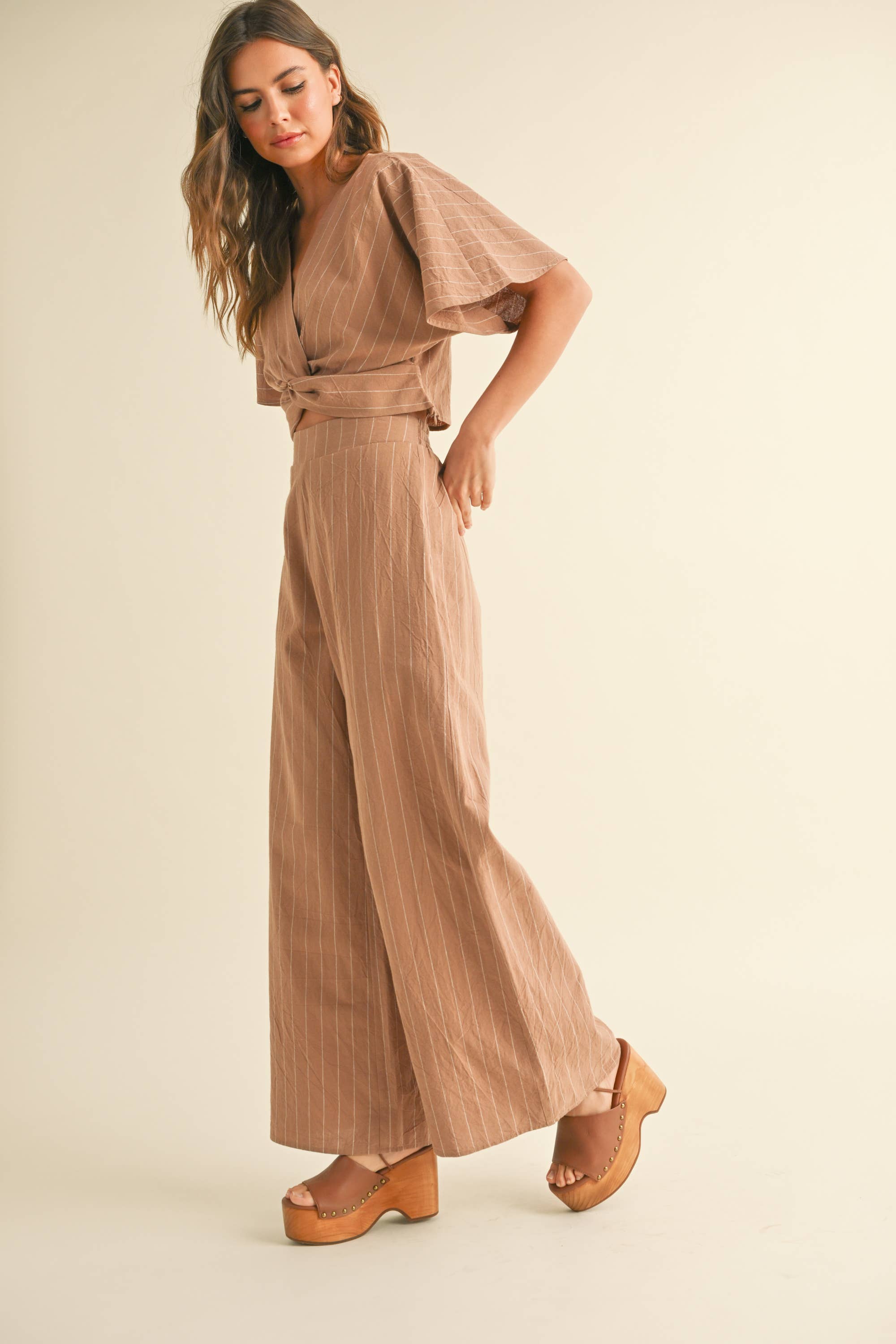 MIOU MUSE - Wholesale Pants - Women's - P4277ST   STRIPE PATTERN PANTS WITH ELASTIC WAIST5