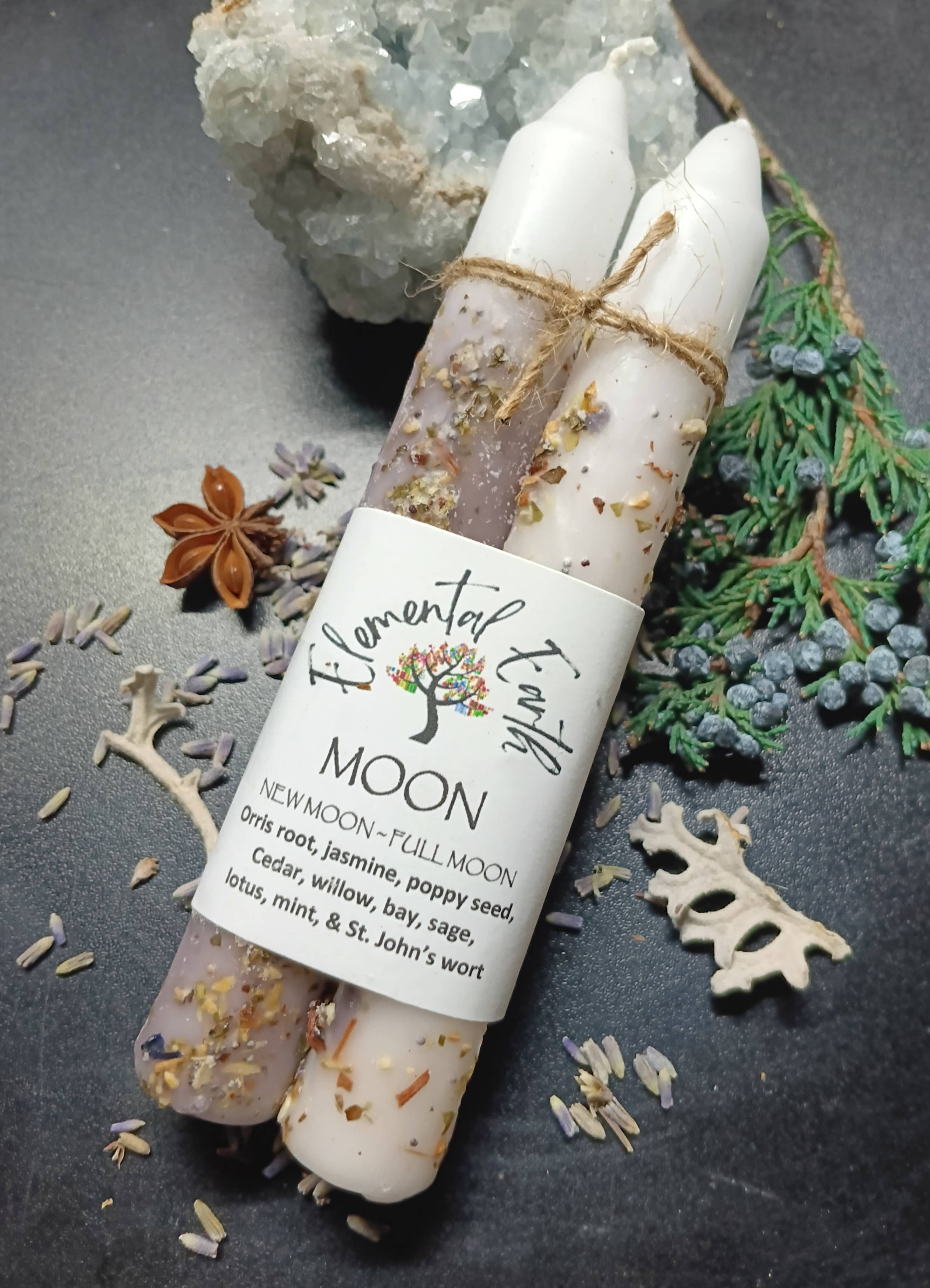 Elemental Earth Shop - Wholesale Tapered Candle/Candlestick - Moon Herbal Intention Candles1
