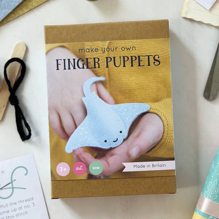 Manta Ray Finger Puppet Craft Kit for wholesale by Clara and Macy