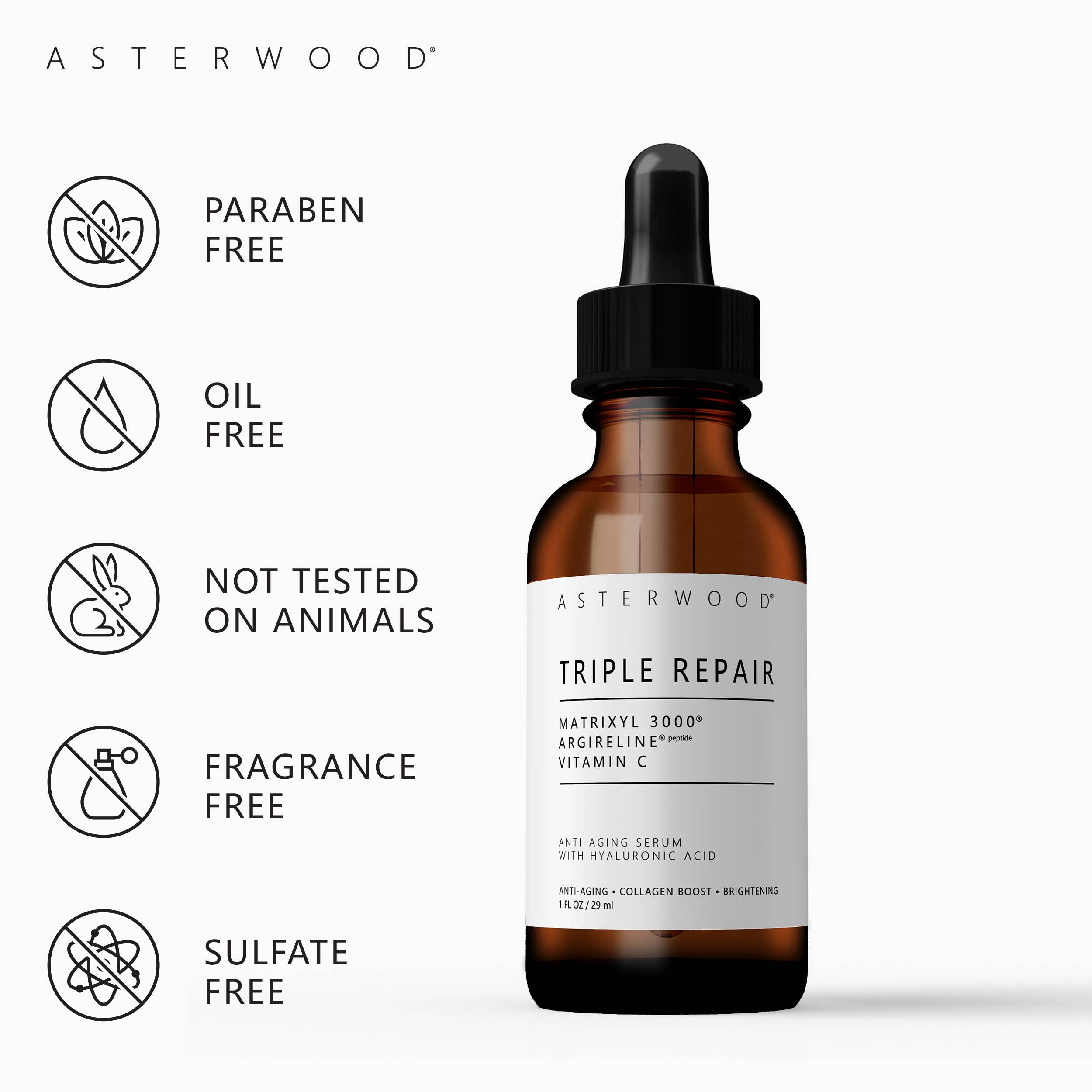 Asterwood - Wholesale Facial Serum/Concentrate - Triple Repair Matrixyl 3000 + Argireline + Vitamin C Serum4