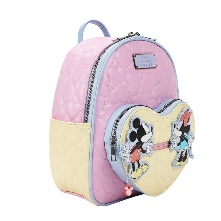 Bioworld Merchandising - Wholesale Backpack - Women's - Disney Mickey Mouse and Minnie Mouse 10.5" Adult Mini Backpack With Movable Characters1