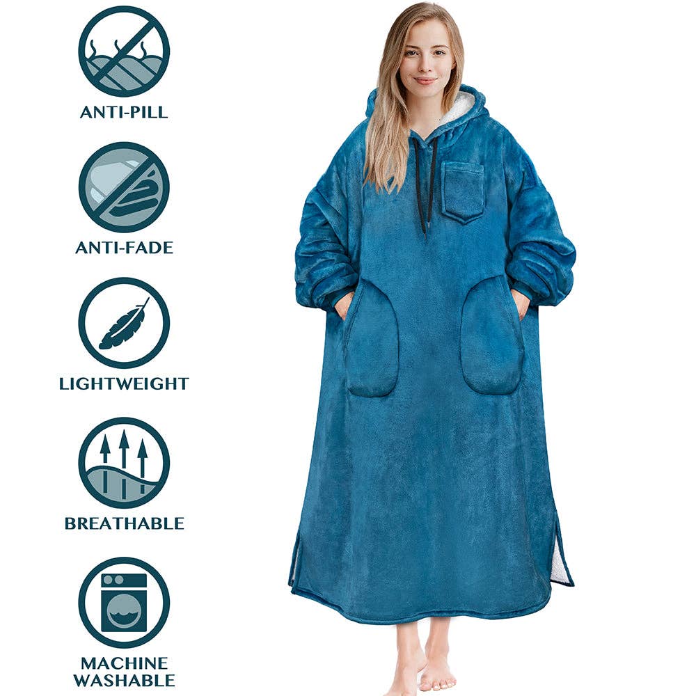 Pavilia - Wholesale Hoodie - Women's - Chest Pocket Sherpa Hoodie Blanket - Patch Pocket (Regular / Long)156