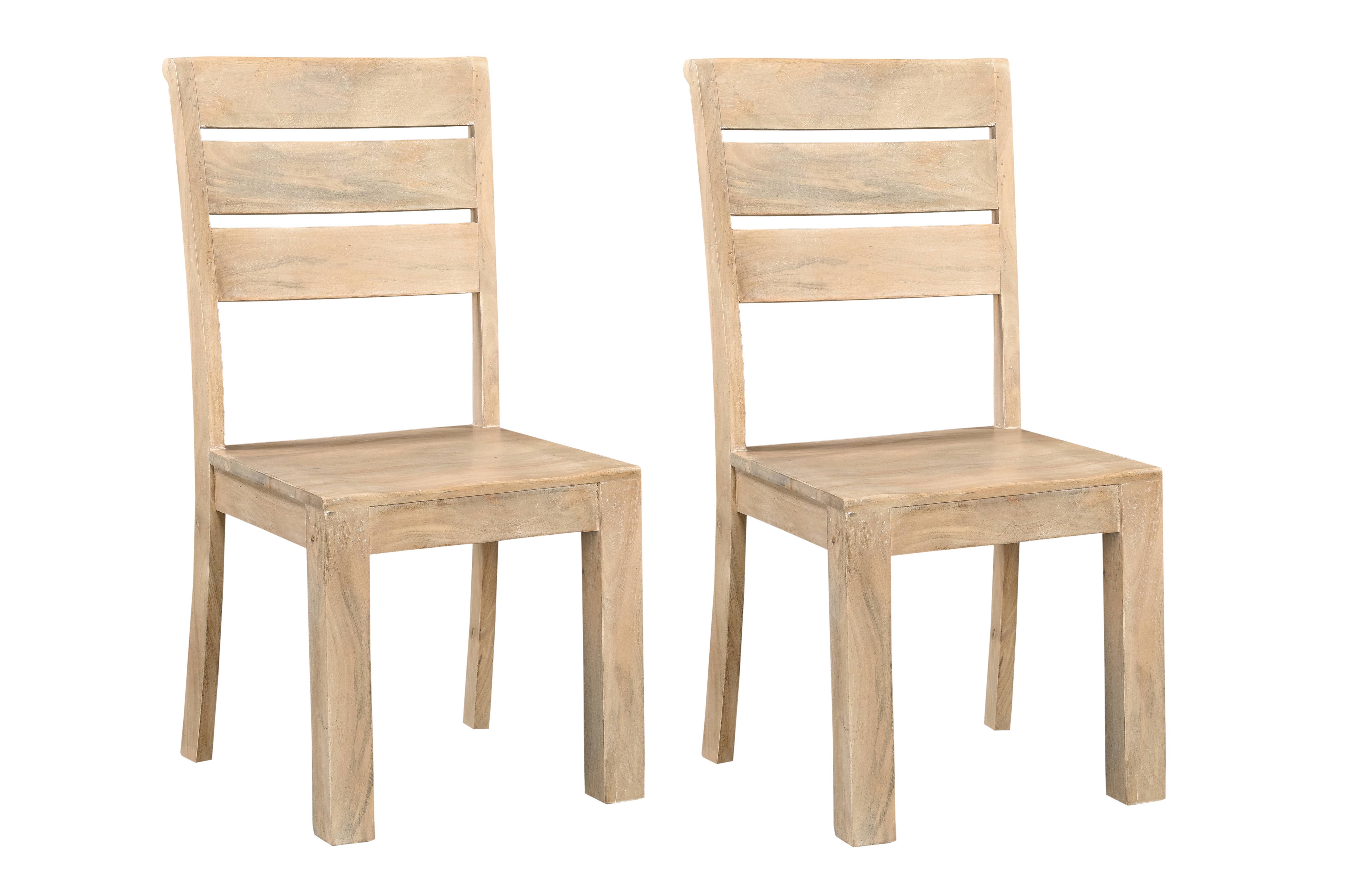 HomeRoots – wholesale Chair – Set of Two Beige Solid Wood Ladder Back Dining Side Chairs0