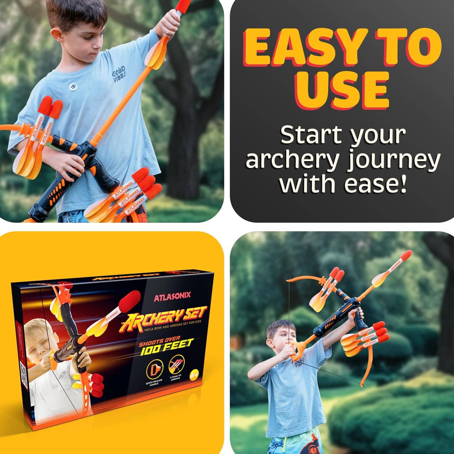 Atlasonix - Wholesale Toy Set - Kids - Bow and Arrow Outdoor Archery Shooting Toy for Boys & Girls4