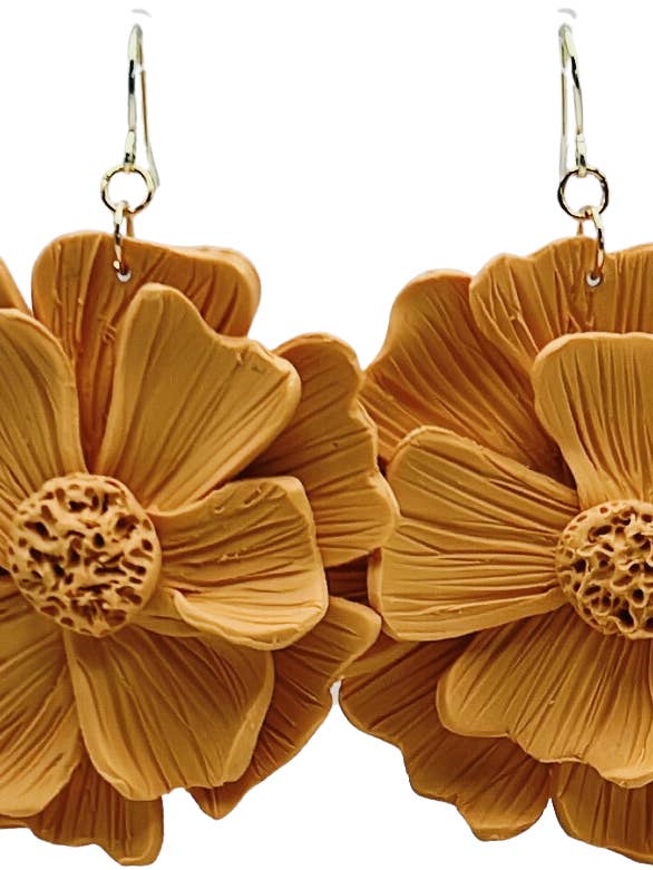 Oranje oorbellen met Nemesia-bloemen voor wholesale door Maia Sol Designs