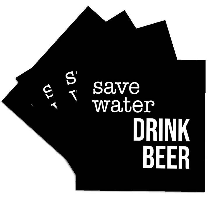 3dRose - Wholesale Coasters - 3dRose, Save Water Drink Beer. White lettering on black background., Coaster