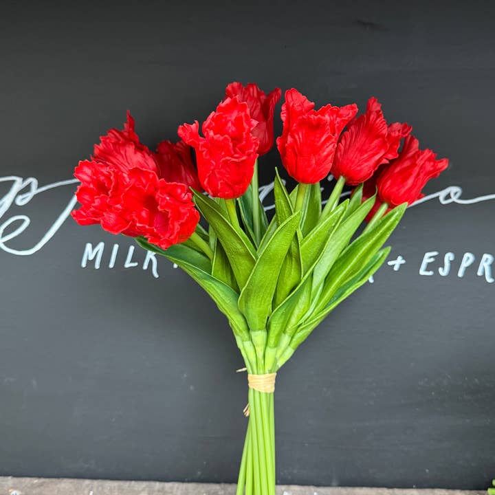Angel Isabella – Engroshandel Kunstige blomster – 14"-1 Dusin-Elegant Farverig Real Touch Papegøje Mini Tulipan