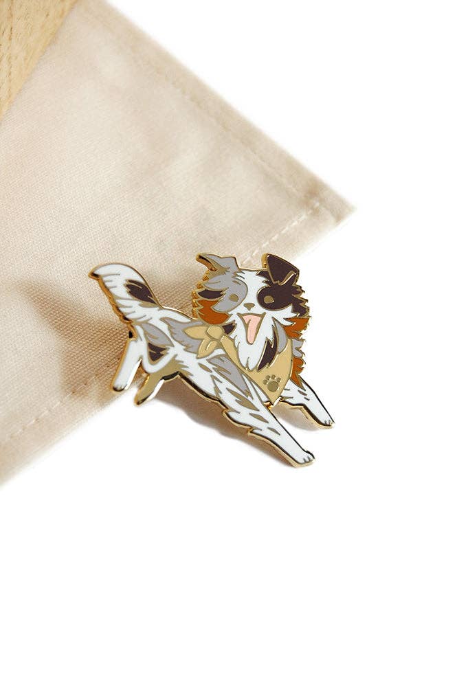 Floral Frolic - Wholesale Lapel Pin/Button - Merle Australian Shepherd Enamel Pin2
